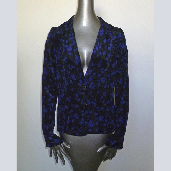 Derek Lam Jackets & Blazers - NWT Derek Lam Silk Jacket Floral Blue Black 4